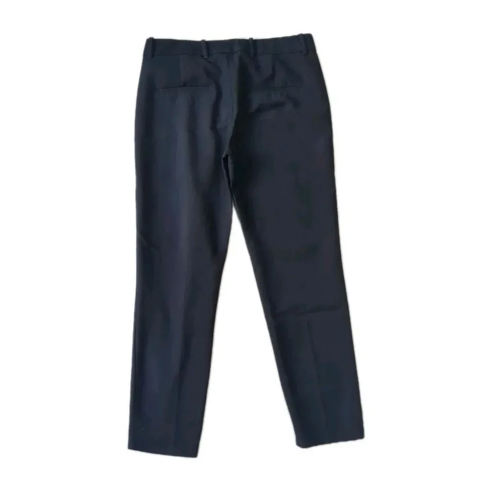 Zara Women Pants Medium Casual Flat Front Belt Loops Zip Chino Pkts Navy Blue M